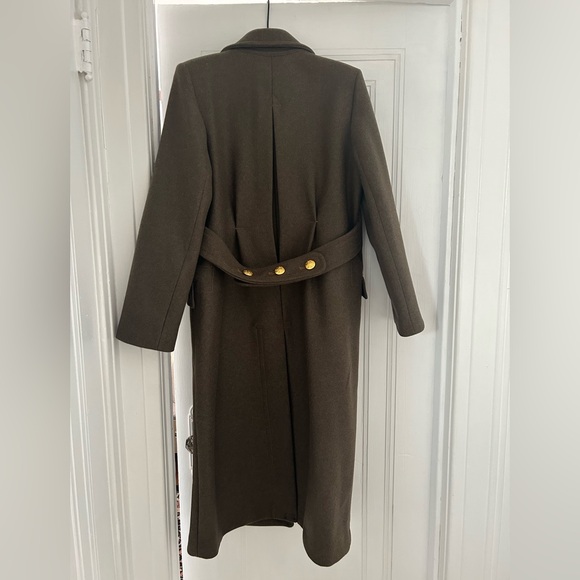 Banana Republic Cian Melton Great Coat M Olive Green NWT Gold Buttons Wool Blend - Picture 8 of 15
